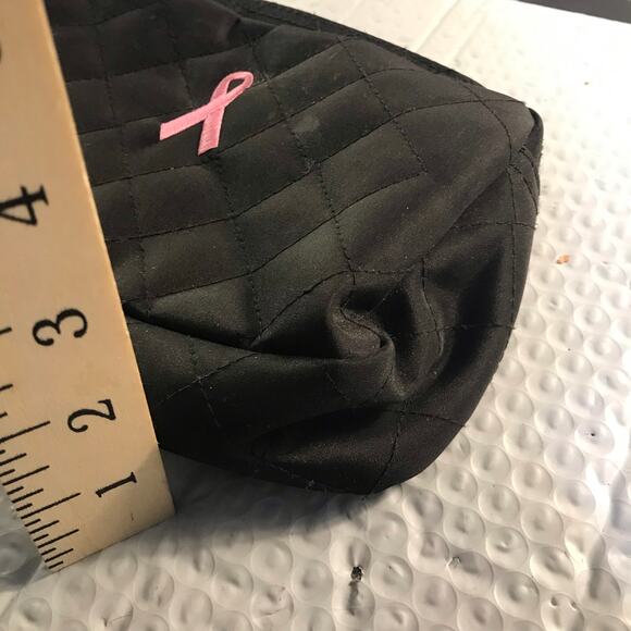 BREAST CANCER AWARENESS BLACK MAKEUP BAG with PINK RIBBON - Picture 7 of 8